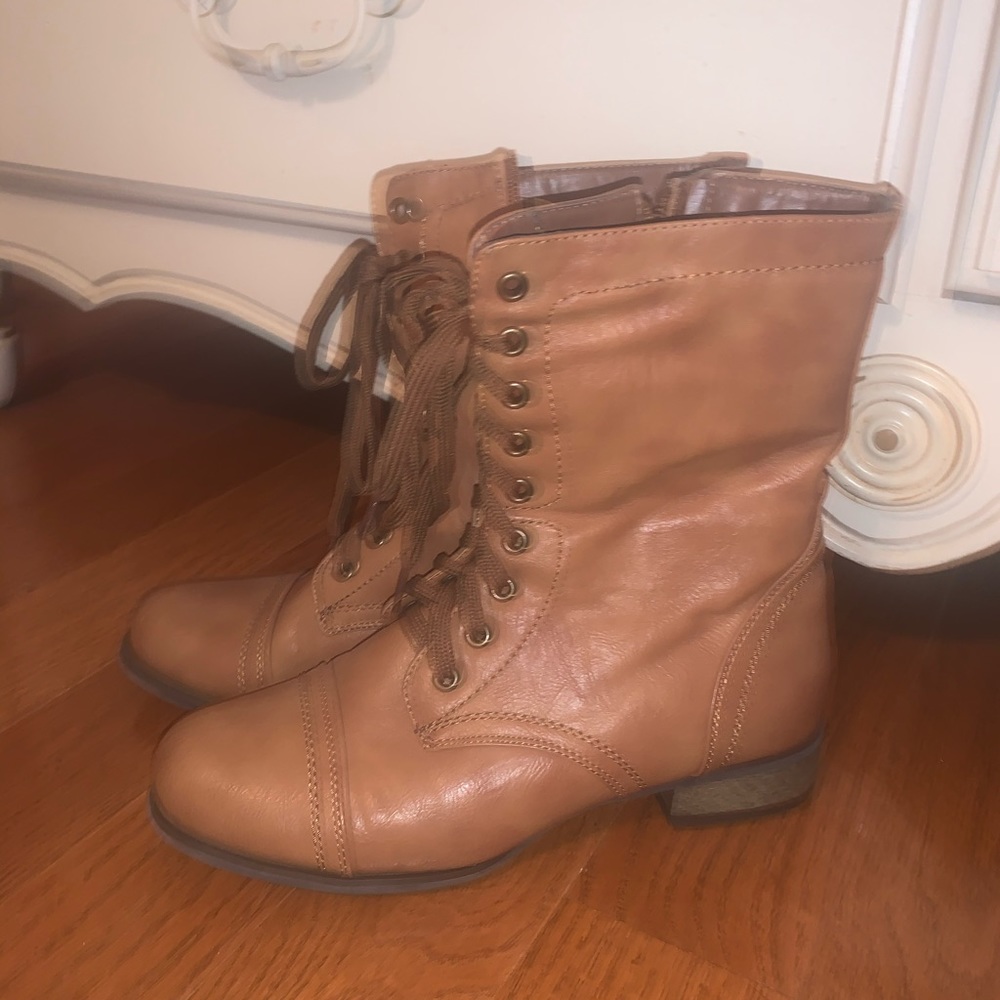 brown combat boots